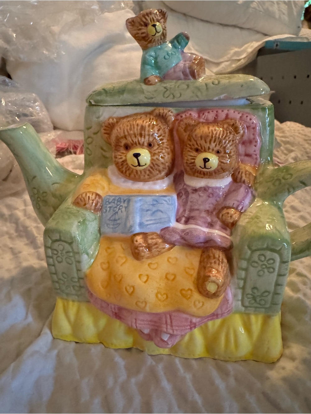 Ceramic Bear Teapot with Pastel Colors
